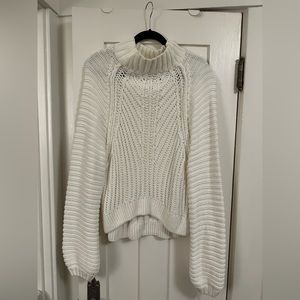 Free People White Crop Knitted Sweater